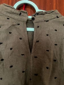 Khaki Green Polka Dot Top