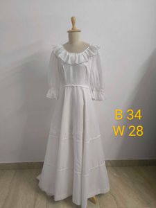 Vintage White Ruffled Gown