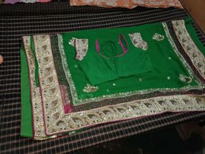 Green Embellished Saree
