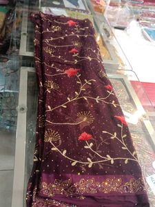 Elegant Burgundy Floral Saree