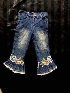 Girls Embellished Flared Jeans