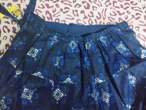 Blue Diamond Pattern Maxi Skirt