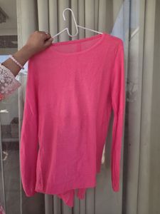 Pink Open Back Long Sleeve Top
