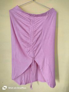 Pink Ruched Detail Midi Skirt