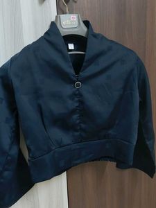 Stylish Dark Blue V NECK Crop Top