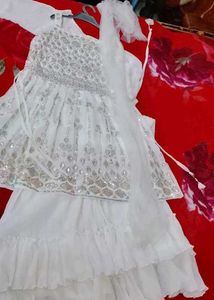 Elegant White plazo frock