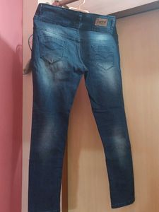 Dark Blue ,Mid Rise Skinning Jeans With Patch Work