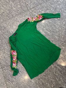 Green Floral Embroidered Top