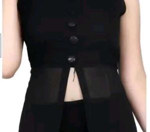 Sleeveless Black Sheer Overlay Top🖤