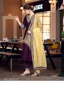 Elegant Purple Kurta Set &amp; Dupatta