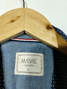 Mavie Navy Blue Printed Shirt (Men)