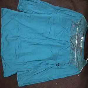 Embroidered Teal Top