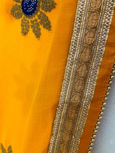 Partywear Yellow Floral Saree