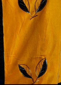 Mustard And Black Embellished Saree