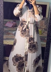 Floral Print Maxi Shirt Dress