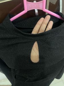 Sparkly Black Top with Keyhole Detail