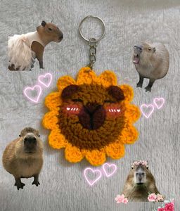 Capybara Flower Crochet Keychain 🎀