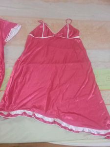 Pink Satin Night Suit