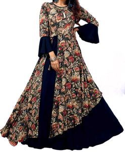 Floral Print Bell 3/4th Sleeves, Size:S