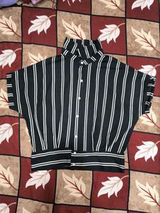 Striped High Neck Top