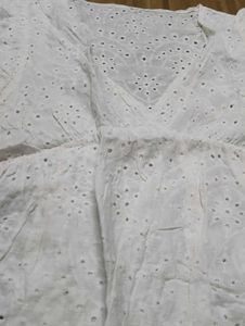 White Eyelet Ruffle Top