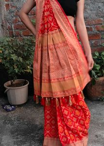 Red &amp; Gold patola Saree