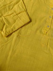 Men Yellow Cotton Kurta