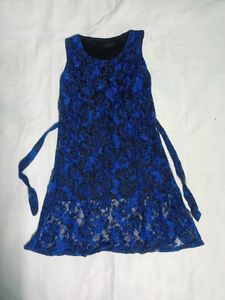 Blue Lace Overlay Dress