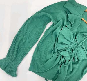 Green Ruffle Korean Top