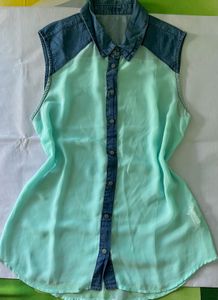 Mint & Denim Sleeveless Top