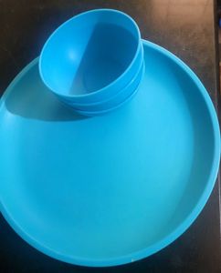 Blue Bowl and Plate Set