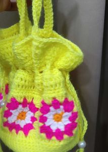Yellow Crochet Pouch