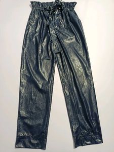 Mango Blue Faux Leather Pants Free Size 28 to 34