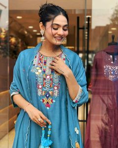 Cotton Chanderi Firozi Suit