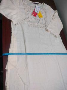 New Off White Mirror Work kurta