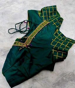 Pure Kanjeevaram Silk Green color Wedding blouse