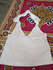 White Halter Crop Top