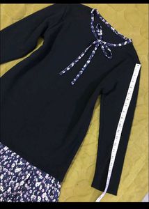 Black Dress with Floral Ruffle