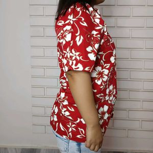 Red Floral Hawaiian Shirt