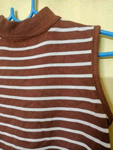 Brown And White Striped Tank Top
