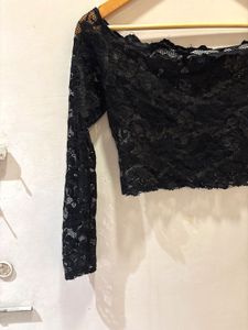 Elegant Black Lace Long Sleeve Top