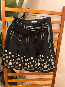Black Skirt with Polka Dots