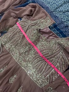 Lavender Nairacut Ston Work Kurta Set