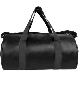 Black Faux Leather Duffle Bag