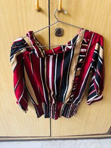 Striped Cold Shoulder Top
