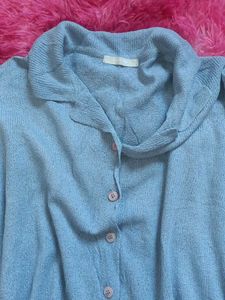 Light Blue Button-Down Cardigan