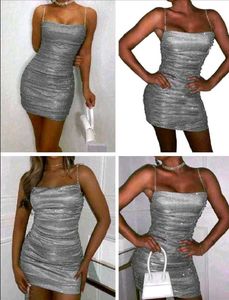 (Urbanic)Glittery Rhinstone Chain Ruched Dress