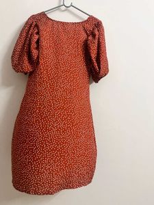 Polka Dot Puff Sleeve Mini Dress