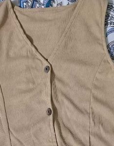 Beige Button-Down Vest