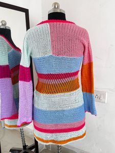 Colorful Crochet Knit Dress